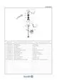 Schematische Darstellung eines Kludi Bozz Waschtischmischers mit Einzelteilen und Aufbauanleitung für die Montage, einschließlich Armatur, Dichtungen und Verbindungselementen.